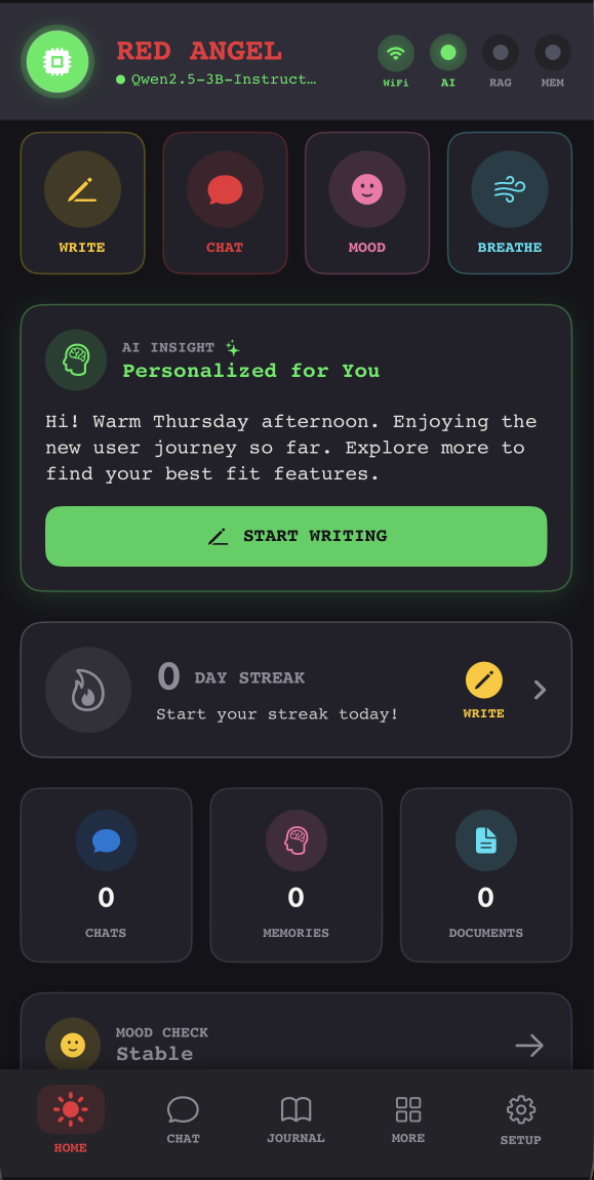 Red Angel iOS main interface